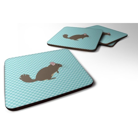 Chinchilla Blue Check Foam Coaster, Set Of 4